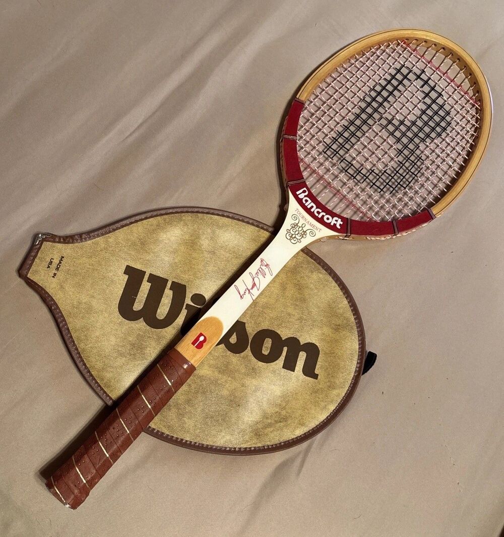 VTG Bancroft Billie Jean King Tournament Bamboo Tennis Racquet Grip 4 1/2 EUC